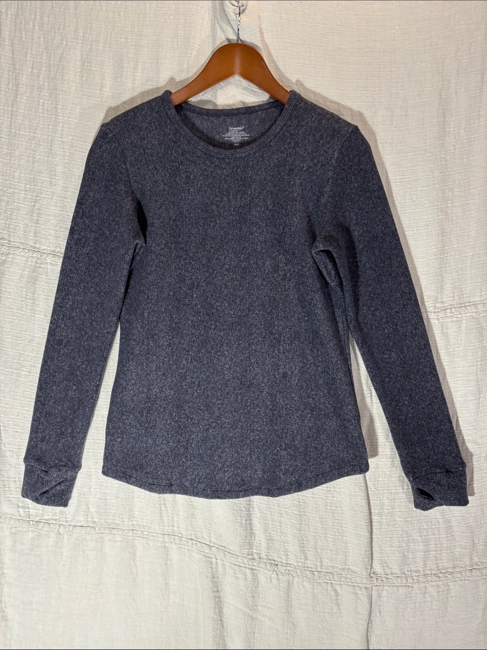 ClimateRight by Cuddl Duds Fleece Long Sleeve Crewneck Top Grey Like New Size M